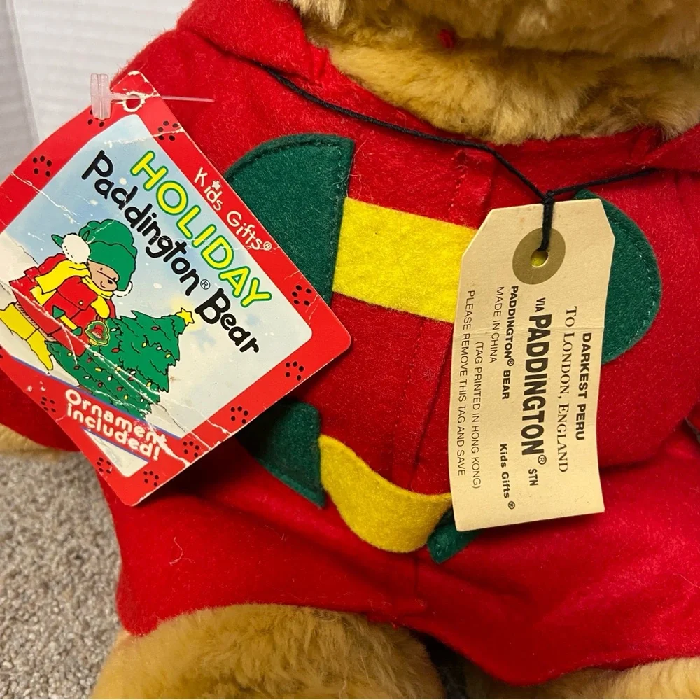 Vintage 1996 Sears Christmas Holiday Paddington Bear Plush, W/ Tag‎ & Ornament